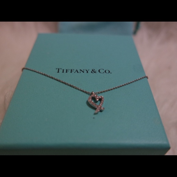 TIFFANY & CO white gold heart pendant necklace