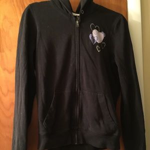 Black zip up hooded sweater