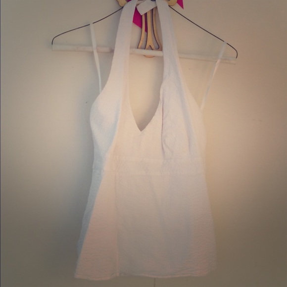 White seersucker halter