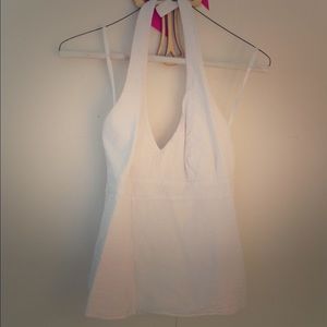 White seersucker halter