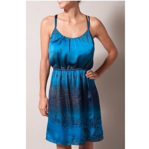 REBECCA TAYLOR blue and black bird print dress