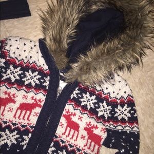 Abercrombie Reindeer Sweater w/ Fur Hood