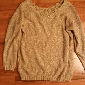 Long sleeve gold top with see through back