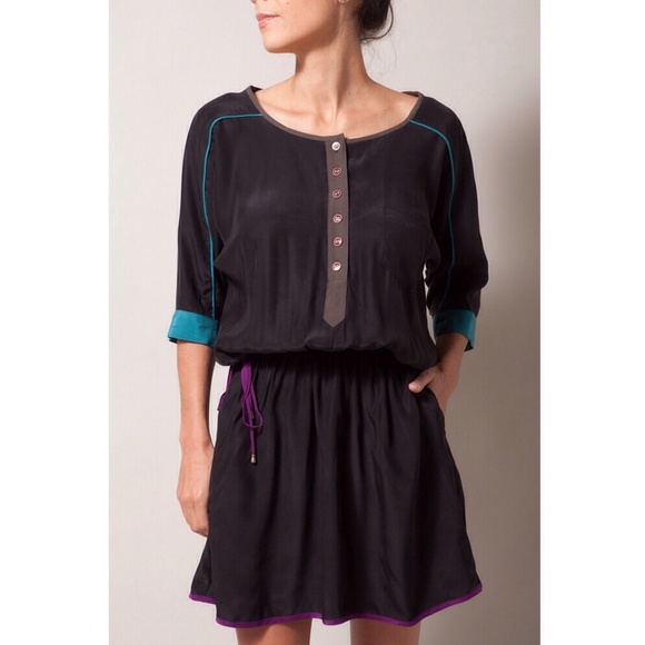COREY LYNN CALTER 100% silk long sleeve dress