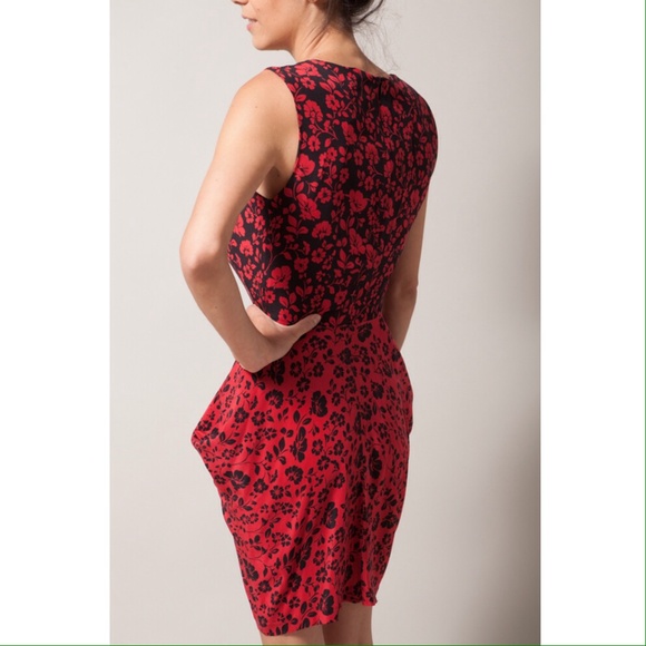 BUILT BY WENDY red and black 2 tone floral dress - Picture 2 of 2