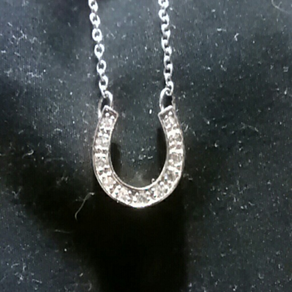 Sterling silver cz horseshoe necklace