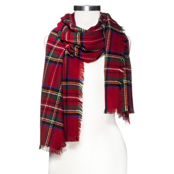 Oversized Red Plaid Scarf