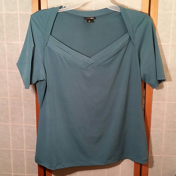 East 5th silky polyester blend blouse top blue