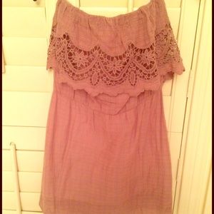 Mauve Strapless dress.