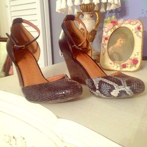 Super Cute Clark's Snakeskin Wedges!