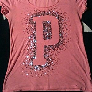 Vs Pink Sequin Tee Size Large