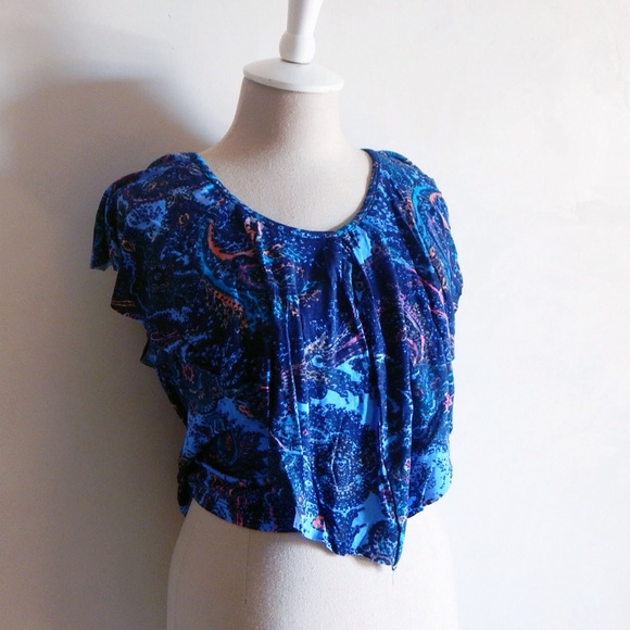 SOLD Sleeveless Paisley Crop Top