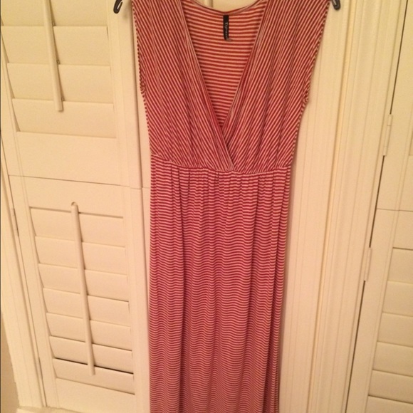 Red and Cream Maxi Dress