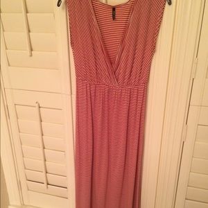 Red and Cream Maxi Dress