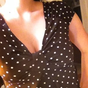 Brown and white polka-dot top