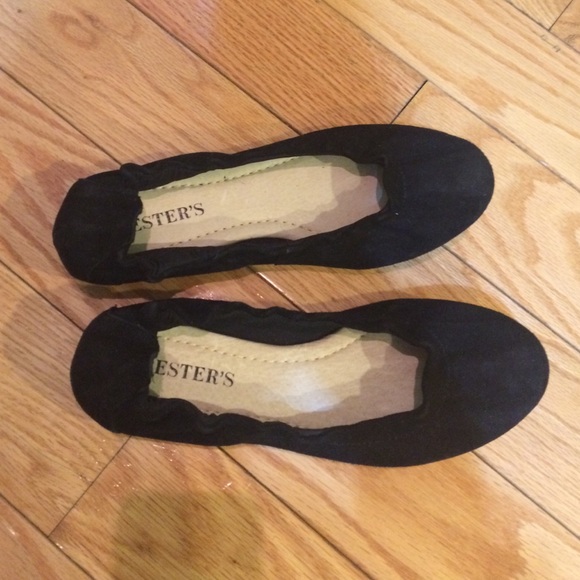 black suede ballet flats