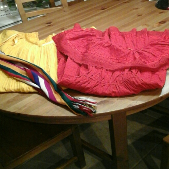 Bundle  of  2 Colorful  Mexican  Dresses with Sash
