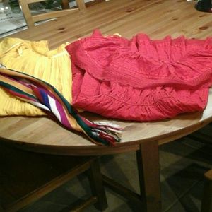 Bundle  of  2 Colorful  Mexican  Dresses with Sash