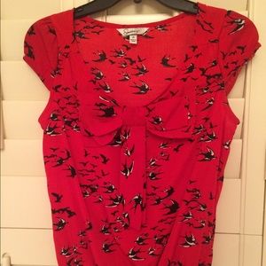 Red Shirt with Bird detail