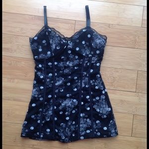 Polka Dot Floral Bustier Top - NWOT