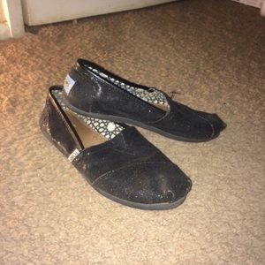 Black sparkly TOMS