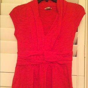 Red V neck, Cotton Shirt