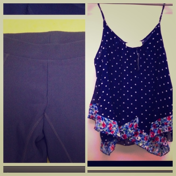 Bundle electric blue pants and hankerchief blouse