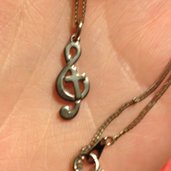 Sterling silver treble clef with cross