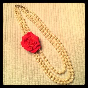 Pearl and Rose layered Necklace