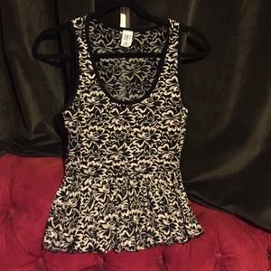 Black and white lace blouse