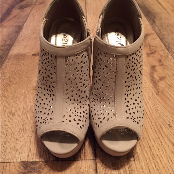 Biege high heel ankle boots