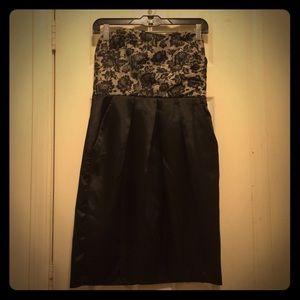 A strapless dress with pockets.