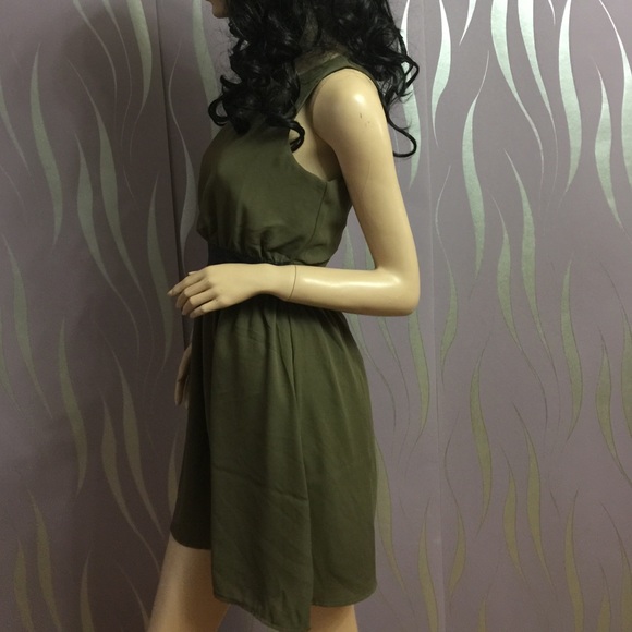 NWOT Olive Green Open Back Short Dress. - Picture 3 of 4