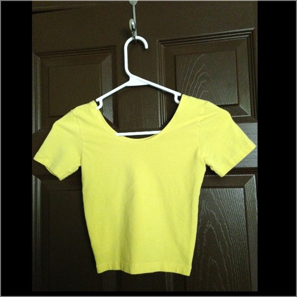 American apparel yellow baby crop tee