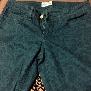 Blue patterned skinny jeans