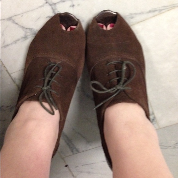 Moving Sale! Brown Suede Open-toe Ankle Booties - Picture 3 of 4