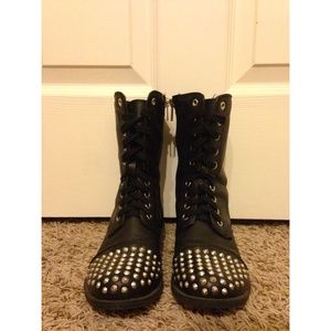 mossimo black studded combat boots