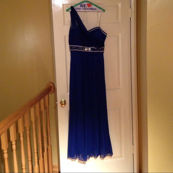 Custom beaded royal blue prom dress - Picture 2 of 4