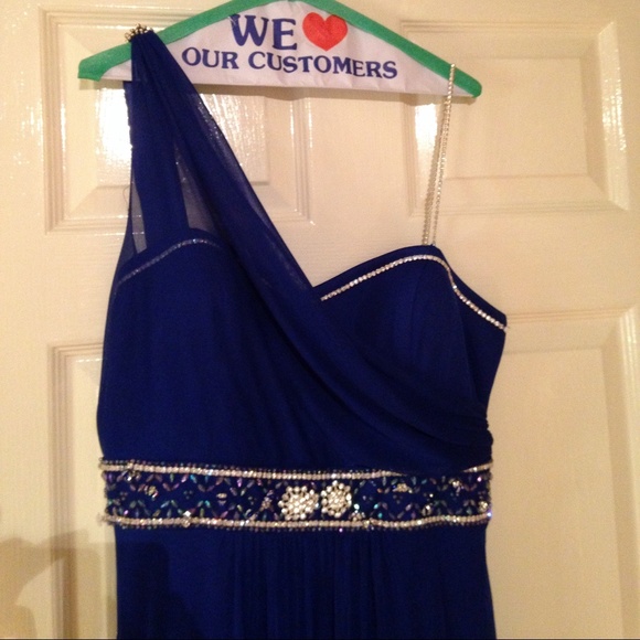 Custom beaded royal blue prom dress - Picture 3 of 4