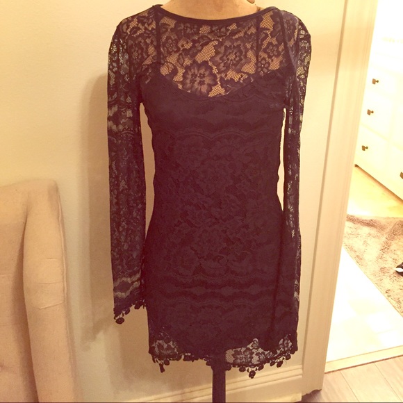 For Love & Lemons black lace dress