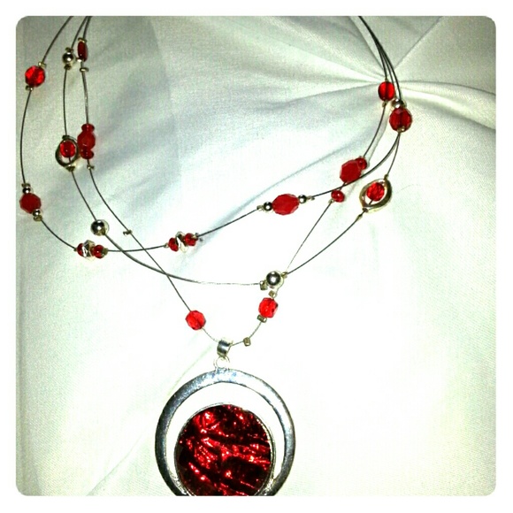 Beautiful  red, layered  necklace
