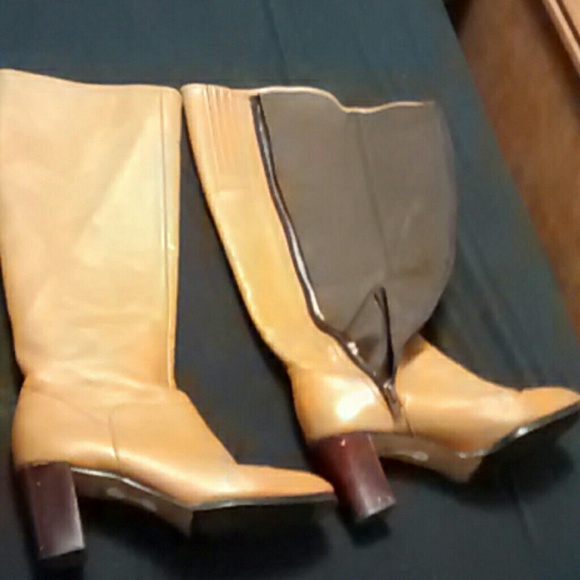 Sz 8 Caramel Knee high leather heeled boots