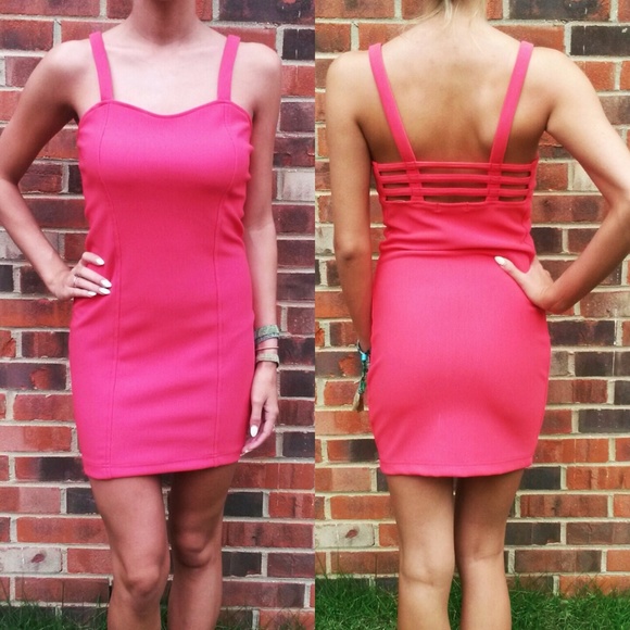 Forever 21 Coral Caged Back Dress