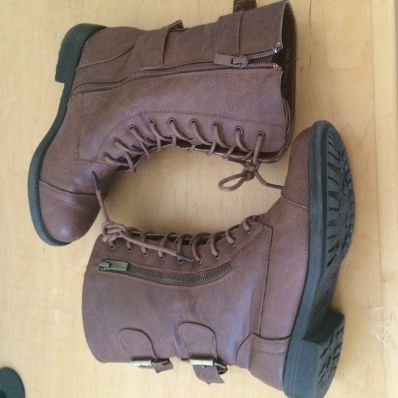 Brown combat boots