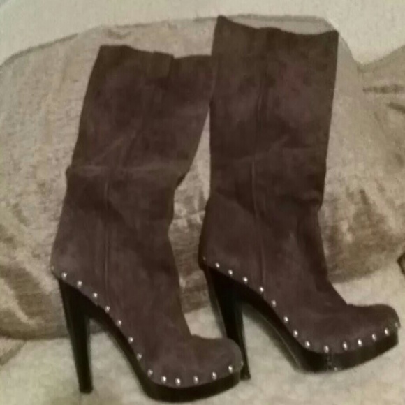 Brown suede boots