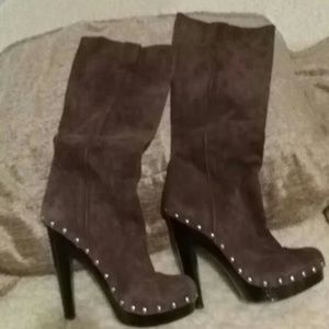 Brown suede boots