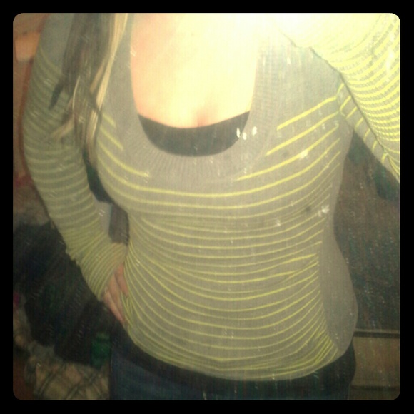 Cute Gray and Green striped long sleeve