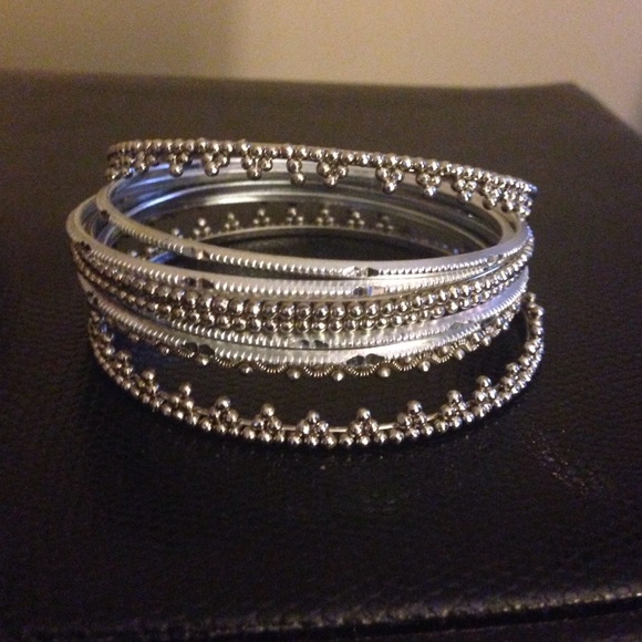 9 silver bangles set