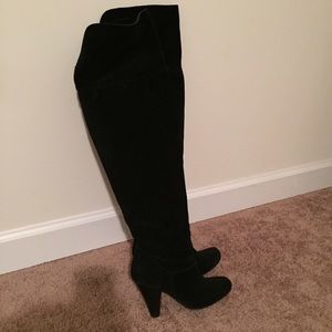 Black suede over-the-knee boots