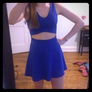 Blue cut out skater dress small